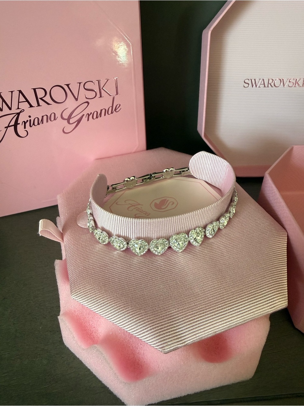 Ariana Grande x Swarovski heart crystal bracelet fold over clasp adjustable size